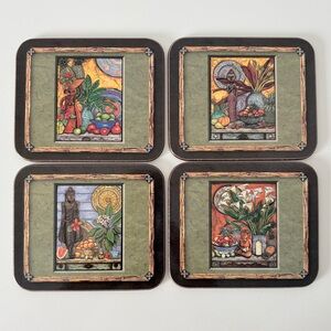 “Kashmir” Coasters Set of 4 Original Box Vintage Jason Coasters Boho Retro